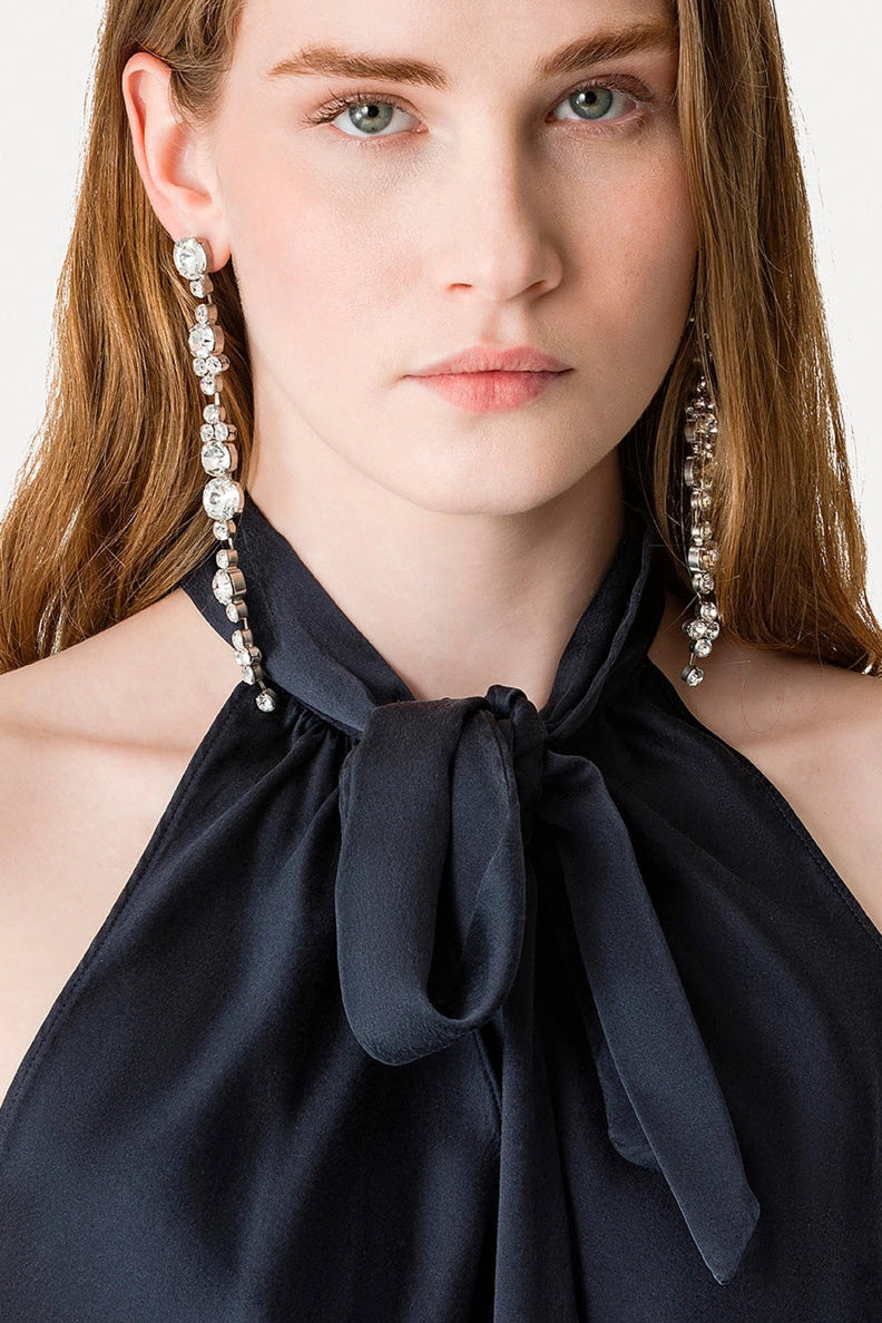 Silk Satin Bow-Tie Top