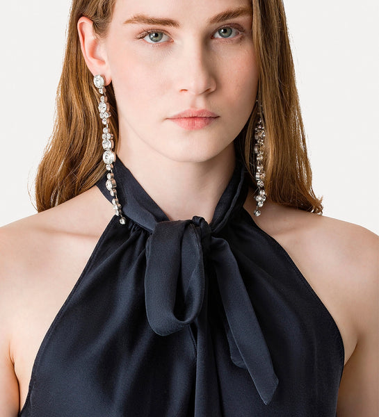 forte forte - silk top with bow embellishment - notte