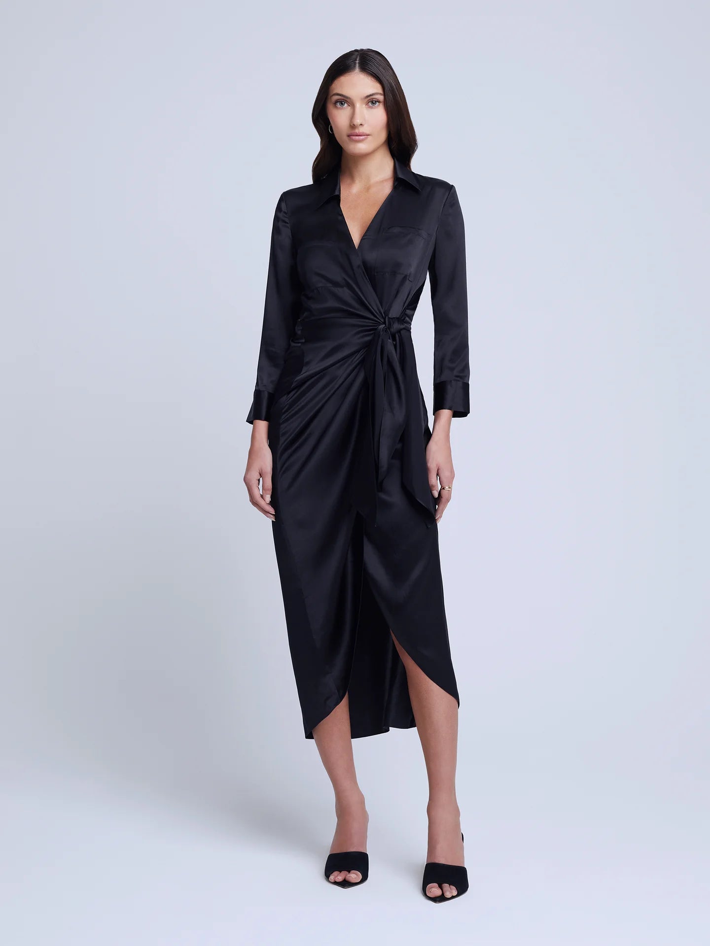 L’Agence - Kadi Long Wrap Dress - Black