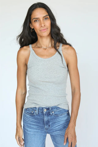 Perfect White Tee - Annie Recycled Tank - Heather Grey