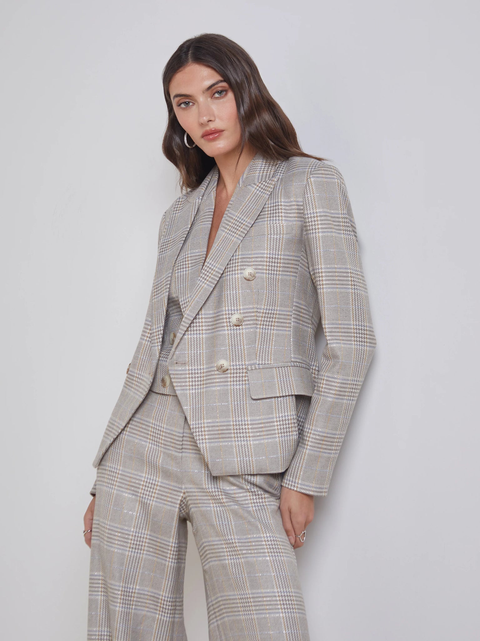 L'Agence - Kenzie Blazer - Ivory/Neutral Multi