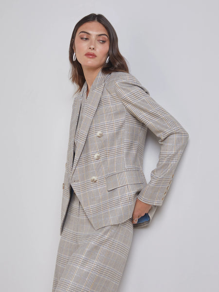 L'Agence - Kenzie Blazer - Ivory/Neutral Multi
