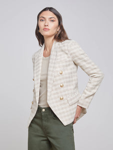 L'Agence - Kenzie Blazer - Ecru/Gold Plaid
