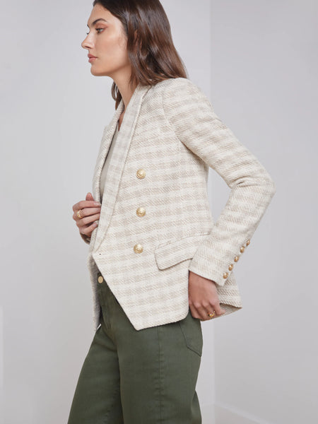 L'Agence - Kenzie Blazer - Ecru/Gold Plaid