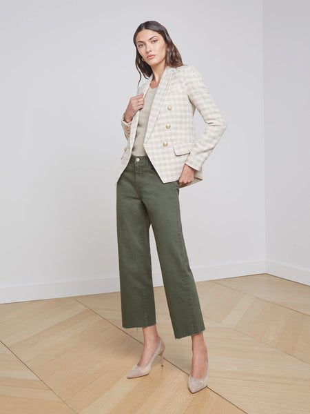 L'Agence - Kenzie Blazer - Ecru/Gold Plaid