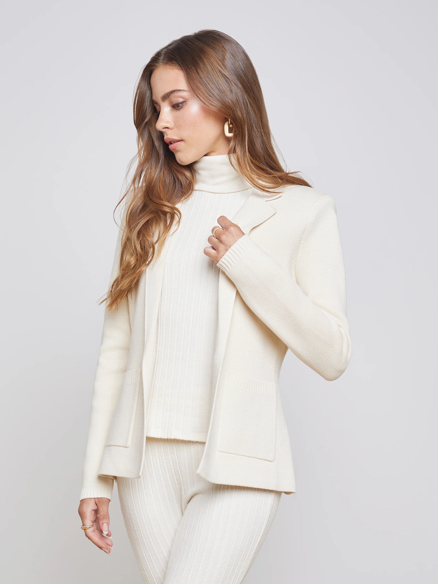 L'Agence - Lacey Knit Blazer - Porcelain