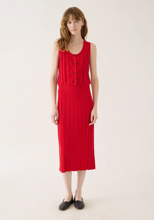 DEMYLEE - Qiyana Cotton Linen Skirt - Scarlet