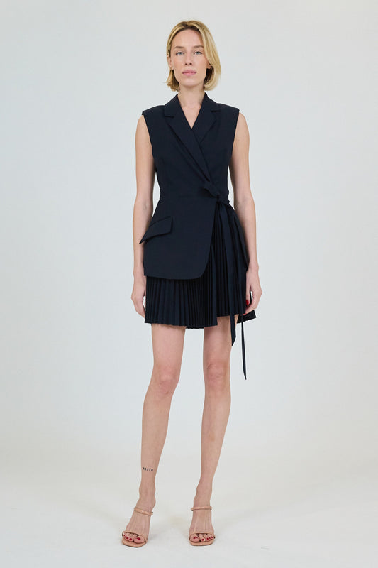 SIMKHAI - Eman Pleated Mini Dress - Midnight