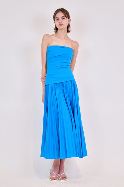 SIMKHAI - Arie Strapless Bustier Midi Dress - Oasis Blue