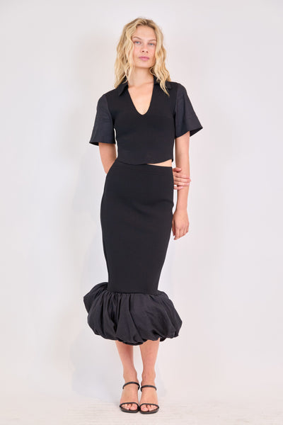 SIMKHAI - Camille Linen Knit Midi Skirt - Black