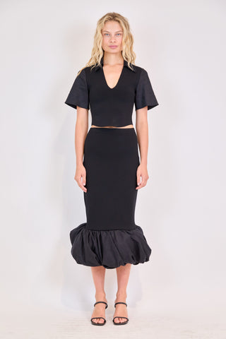 SIMKHAI - Camille Linen Knit Midi Skirt - Black