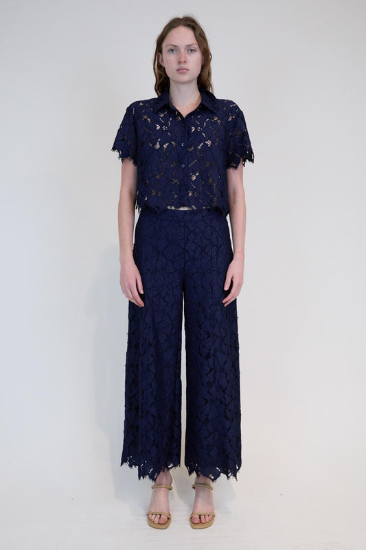 SIMKHAI - Marjorie Lace Camp Shirt - Midnight