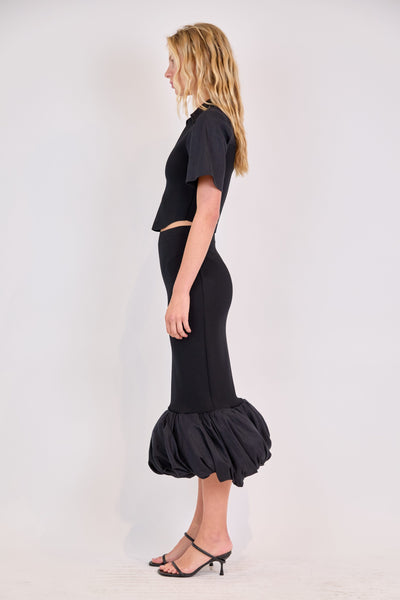 SIMKHAI - Camille Linen Knit Midi Skirt - Black