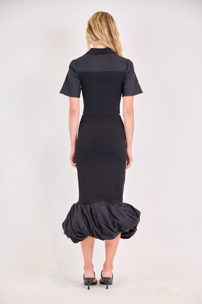 SIMKHAI - Camille Linen Knit Midi Skirt - Black