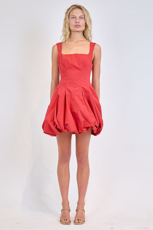 SIMKHAI - Juni Tank Bubble Mini Dress - Crimson