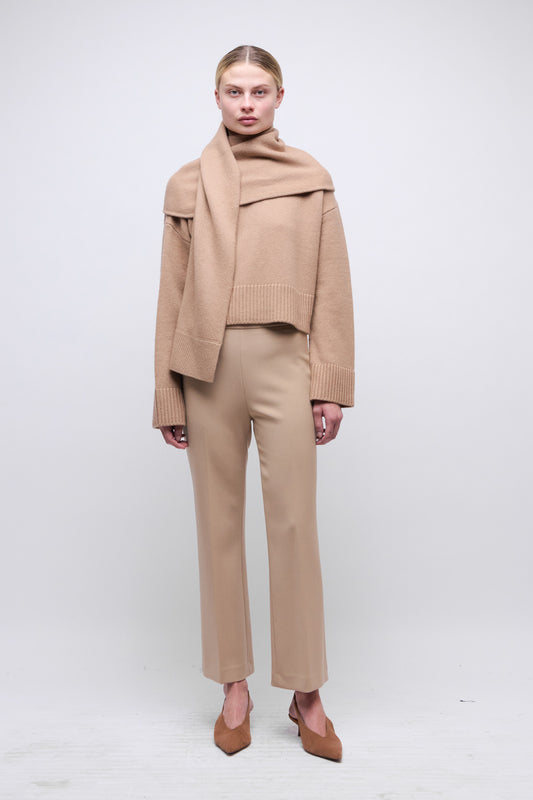 SIMKHAI - Elson Woof Cashmere Scarf Sweater - Camel
