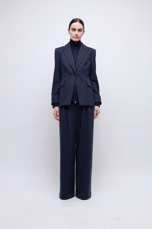 SIMKHAI - Auden Knit Combo Blazer - Dark Midnight