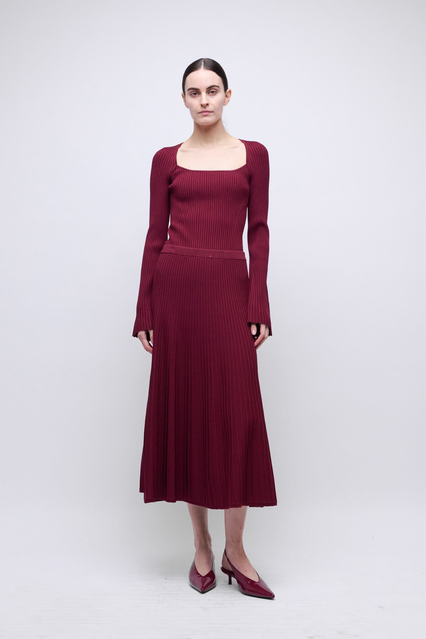 SIMKHAI - Chiara Midi Skirt - Cranberry