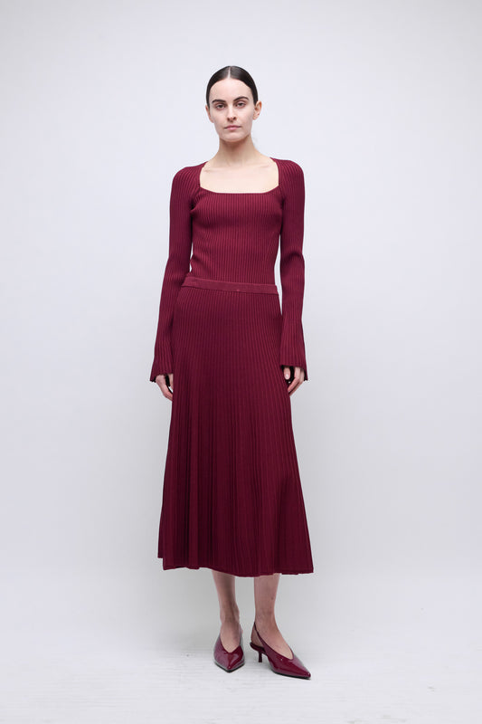 SIMKHAI - Chiara Midi Skirt - Cranberry