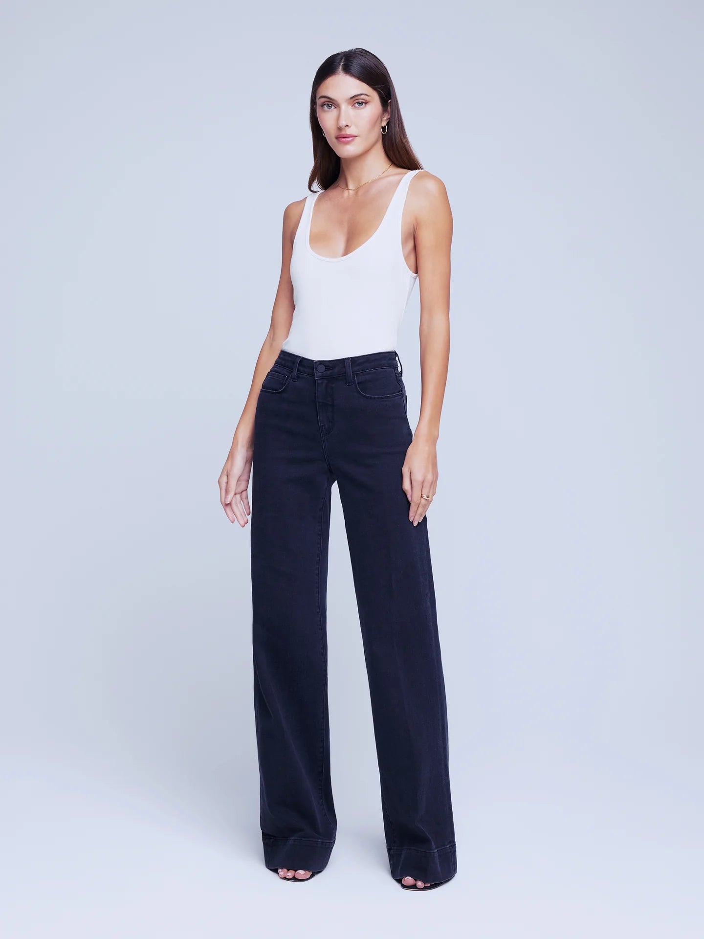 L’Agence - Madden H/R Wide Leg - Washed Black