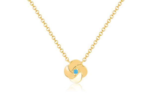 EF Collection Gold and Turquoise Petal Necklace