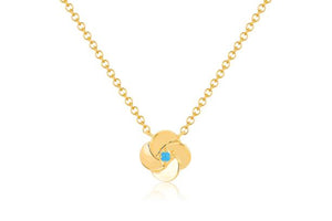 EF Collection Gold and Turquoise Petal Necklace