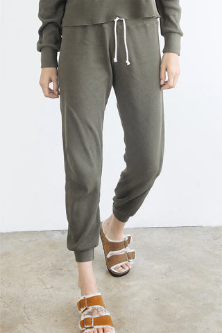Perfect White Tee - Nash Waffle Jogger - Uniform Green
