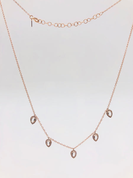 EF COLLECTION DIAMOND WHITE TOPAZ 5 TEARDROP CHOKER (rose gold)