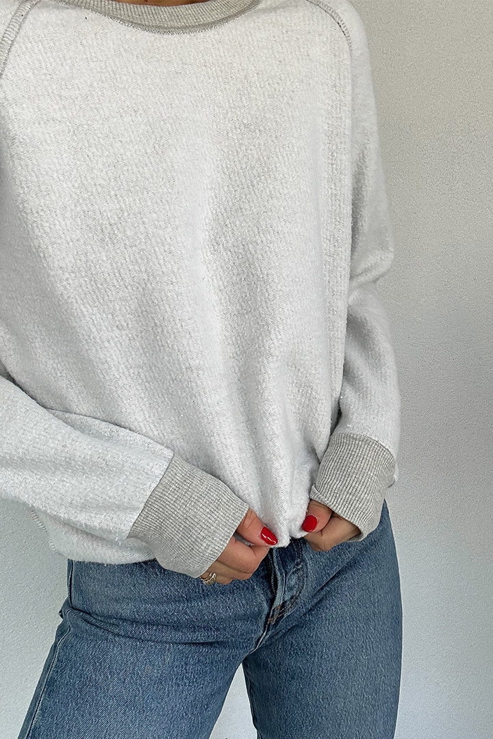 Perfect White Tee - Ziggy Inside Out Sweater - Heather Grey