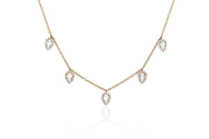 EF COLLECTION DIAMOND WHITE TOPAZ 5 TEARDROP CHOKER (rose gold)