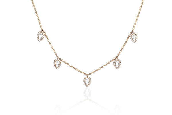 EF COLLECTION DIAMOND WHITE TOPAZ 5 TEARDROP CHOKER (rose gold)