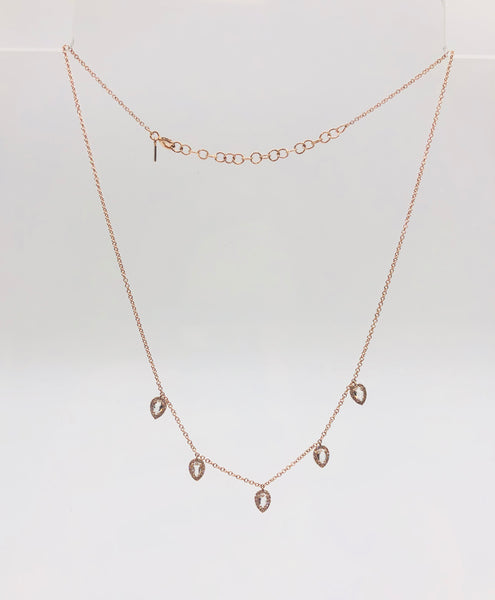 EF COLLECTION DIAMOND WHITE TOPAZ 5 TEARDROP CHOKER (rose gold)